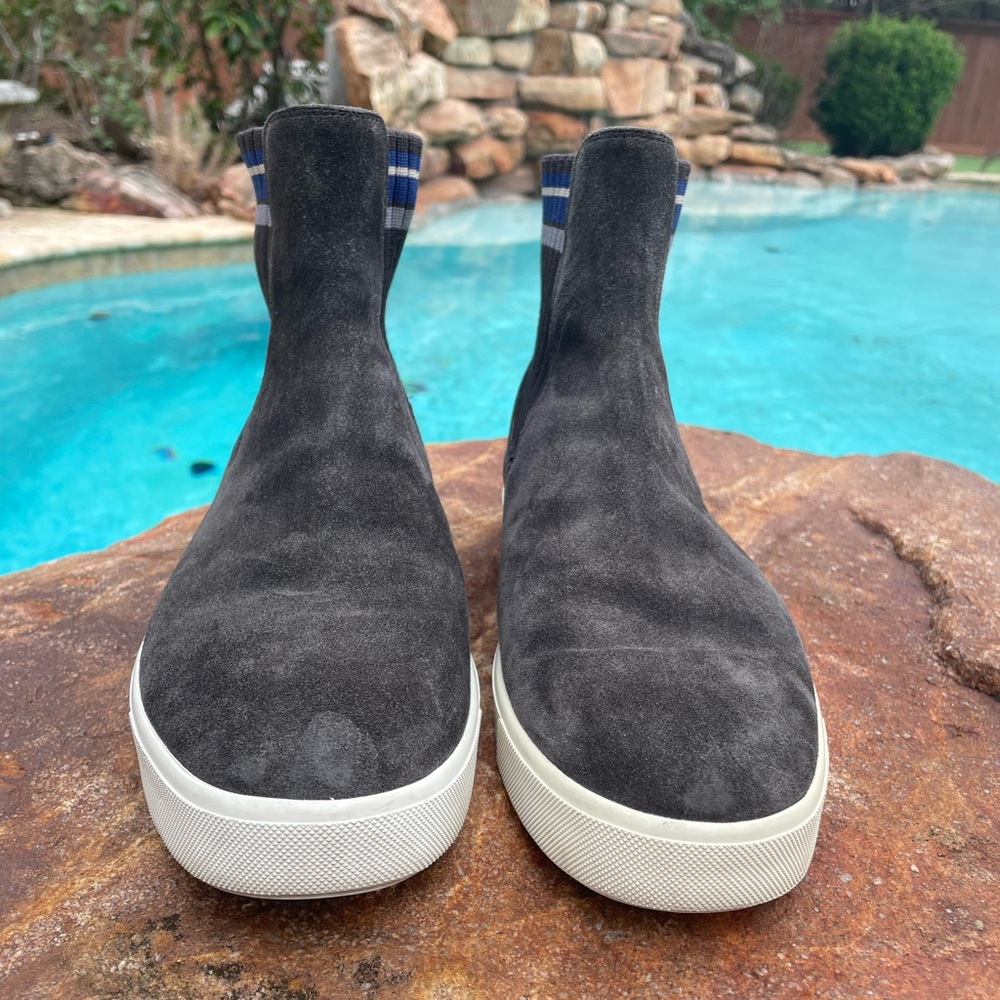 Vince “Coleman” High Top Suede Pull On Sneakers